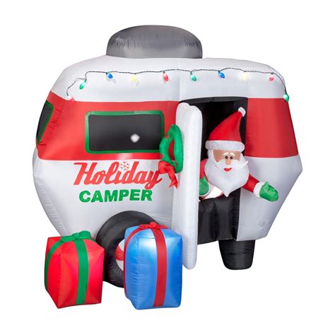 santa and camper inflatable|lowe's christmas inflatables.